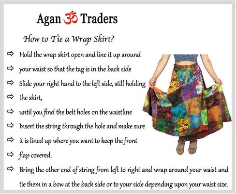 Agan Traders Women's 2024 Fall Distressed Boho Gypsy Hippie Patched Skirt - Adjustable Wrapper Long Skirts for Women in Kuwait