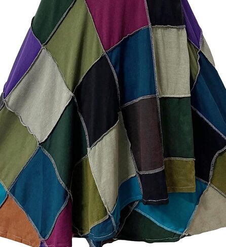 Agan Traders Women's 2024 Fall Distressed Boho Gypsy Hippie Patched Skirt - Adjustable Wrapper Long Skirts for Women in Kuwait