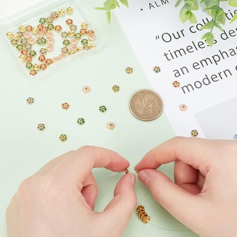 DICOSMETIC 80Pcs 4 Colors Enamel Flower Bead Cap Alloy Spacer Bead Caps Gold Plated Vintage Bead End Caps for Jewelry Making, Hole: 0.9mm in Saudi Arabia