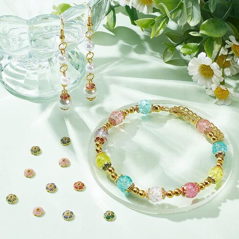 DICOSMETIC 80Pcs 4 Colors Enamel Flower Bead Cap Alloy Spacer Bead Caps Gold Plated Vintage Bead End Caps for Jewelry Making, Hole: 0.9mm in Saudi Arabia