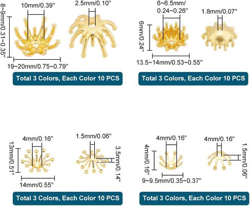 PandaHall 120pcs Flower Beads Caps, 12 Style Brass Filigree Bead End Caps Metal End Charms Tibetan Spacer Caps for DIY Earrings Bracelets Necklace Jewelry Craft Making in Saudi Arabia