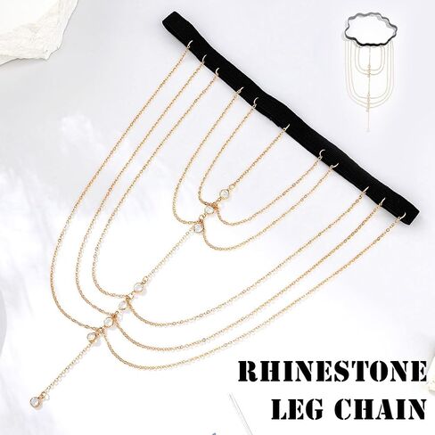 Florry Leg Chain Sexy Thigh Chains Jewelry for Women Elastic Leg Garters Crystal Body Thigh Chains for Party Festival Wedding in Saudi Arabia