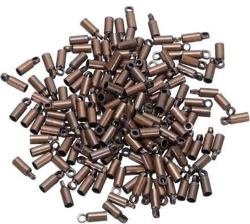 MECCANIXITY 200Pcs Cord End Caps 7mm End Cap Barrel Beads Kumihimo 2.5mm Dia End Caps Brass for Leather Cord, Tassels, Jewelry Making, Silver in Saudi Arabia
