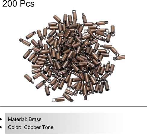 MECCANIXITY 200Pcs Cord End Caps 7mm End Cap Barrel Beads Kumihimo 2.5mm Dia End Caps Brass for Leather Cord, Tassels, Jewelry Making, Silver in Saudi Arabia