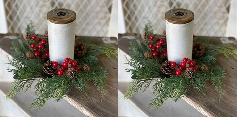 Pinecones Berry Evergreen Candle Ring | 2 PC Set | 14 Inch, 4.5 Center in Saudi Arabia