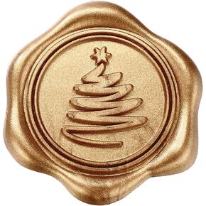 Yoption Christmas Wreath Wax Seal Stickers, 100 Pack Christmas Invitation Seal Stickers Self Adhesive Metallic Green Wax Stickers for Christmas, Party, Envelope, Gift Wrapping