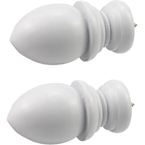 Antrader Finials for Curtain Rods, Wood Curtain Rod Finial Screw on Curtain Rod End Caps Drapery Rods Replacement Finials Fit for 1.5 Inch/38mm Curtain Rods Pack of 2 (Coffee Color)