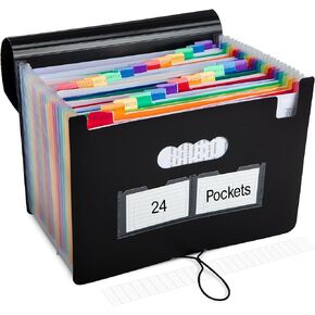 24 Pocket Expanding File Folder Organizer - 13.8" x 9.8" - Versatile Tax Organizer, Bill Organizer, and More - Portable and Customizable File Organizer - Durable and Water-Resistant