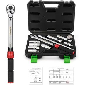 11Pcs 3/8" Drive Spark Plug Socket Set with Click Torque Wrench, Spark Plug Gapper, Universal Joint, Extension Bar, 9/16", 5/8", 3/4", 13/16", 14, 16 and 18mm, CR-V Sockets with Rubber Rings