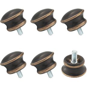 6PCS Brown Curtain Rod Decorative Plugs Round Head Curtain Header Fittings 5/8 Inch Diameter M5 Threaded Roman Rod End Caps Mushroom Shape Replacement Mini Header Caps for Living Room Bedrooms