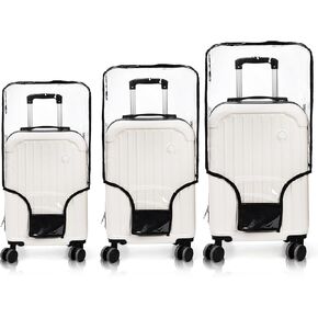 3 Pieces Clear Luggage Cover, PVC Suitcase Cover, Waterproof Dustproof Suitcase Covers Protector with Black Border for 20" 24" 28" Wheeled Luggage