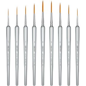 Long-Haired Rigger Paint Brush Set, 9 Pcs Synthetic Hair Rigger Brushes for Painting Straight Lines - Oil, Acrylic and Watercolour