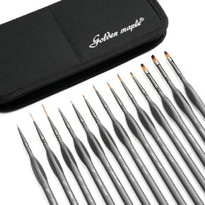 Detailing Brush Set-Golden Maple 13pcs Miniature Paint Brushes for Fine Dtail Paint, Acrylic Painting, Watercolor, Oil, Models