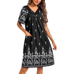 Ekouaer Womens House Dress Floral Print Moo Moos Nightgowns Moomoo Dresses Mumus with Pockets