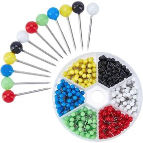 PH PandaHall 600pcs Map Push Pins 6 Colors 1/8 inch Thumb Tacks Map Tacks Pins Round Ball Head with 304 Stainless Steel Point for Home Office Bulletin Cork Board Travel Map Fabric Marking