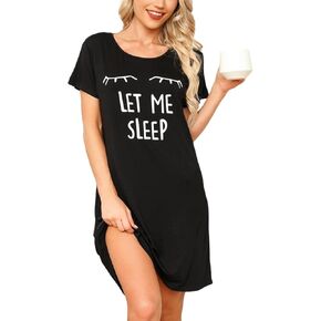 Womens Nightgown 2024 Soft Nightshirt Short Sleeve Sleepshirt Cute Print Sleepwear Nightdress S-XXL