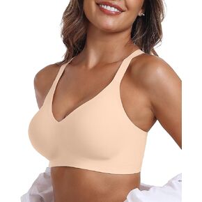 Vertvie Bras for Women No Underwire Push Up Bra Wireless Seamless Supportive Full Coverage Bralettes Convertible T Shirt Bras