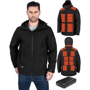 Heated Jacket for Men with 7.4V/16000mAh Battery Pack, Winter Outdoor Windproof Soft Shell Mens Heated Jacket Coat