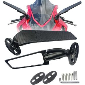 Motorcycle Mirrors Stealth Wind Wing Side Rearview Mirrors Compatible With Kawasaki Ninja 500 400 650 ZX6R ZX10R ZX4RR GSXR 1000 600 750 Hayabusa Honda CBR 600RR 1000RR