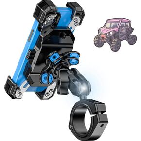 Anti-Theft UTV Phone Mount with Vibration Dampener, Adjustable UTV Cellphone Holder Fit on 1.5''/1.65''/1.75''/1.85'' Roll Cage Bar, for 5.4''-7'' Smartphone