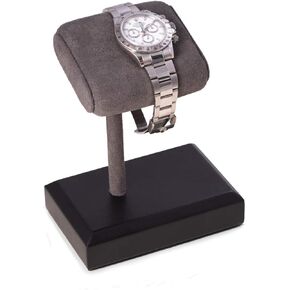 Bey-Berk Single Watch Display Stand w/Grey Suede Cushion (Black)