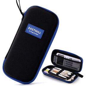 EASTHILL Hard Large Capacity Pencil Case Box, Durable Pen Pouch Bag with Zipper Compartments for Office Organizer Adluts-Red