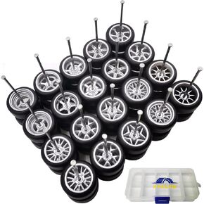 1/64 Wheels and Tires Set, 10-Pack 1 64 Scale Wheels with 10 for 1/64 Diecast Cars Upgraded and Modified Rubber Tires(Diameter 0.43in/11mm) (Silver) in Saudi Arabia