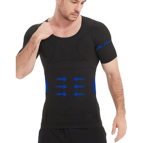 Gynecomastia Mens Slimming Body Shaper Vest, Men Compression Short Sleeve Shirt, Hide Moobs Undershirts