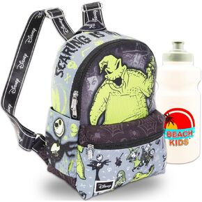 Disney Nightmare Before Christmas Backpack Purse - Bundle with 13" Oogie Boogie Nightmare Before Christmas Mini Backpack with Front Pocket, Water Bottle | Oogie Boogie Backpack for Women