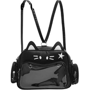 Ita Bag Kawaii Cat Backpack with Adjustable Straps, Large Capacity, Ideal for Daily Use, Cute Bag (Black)
