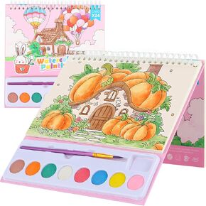 Watercolor Coloring Books for Kids Watercolor Paint Book water color paint sets for kids coloring books for kids ages 4-8 Water Colors Paint Kids Pocket Hand Book Stocking Goodie Bag (Color 1)