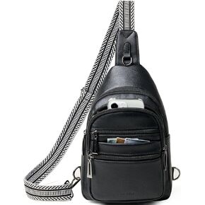 Sling Bag for Women Men Crossbody Bags Fanny Packs Over Shoulder Bag Sling Purse Backpack Vegan Leather Travel Brown