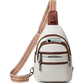 Sling Bag for Women Men Crossbody Bags Fanny Packs Over Shoulder Bag Sling Purse Backpack Vegan Leather Travel Brown