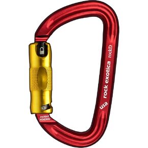 Rock Exotica rockD Locking Carabiner - Auto-Lock with Lanyard Pin Brown