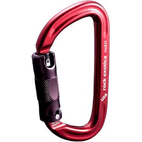 Rock Exotica rockD Locking Carabiner - Auto-Lock with Lanyard Pin Brown