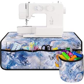 Sewing Machine Mat with Pockets, Stain Resistant Carrying Pad, Storage for Accessories, Perfect for Home Sewing Class & Decor - Pink