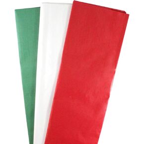 Iconikal Tissue Paper Assortment, 20 x 20-Inch, 50 of Each Red, White, Green, 150-Count for Gifts, Boxes, Decorations, Bags