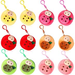 Niceup Ladybug Kids Party Favors Small Plush Coin Purse Keychains Goodie Bag Fillers Cute Bug Plush Animal Stuffed Pouches