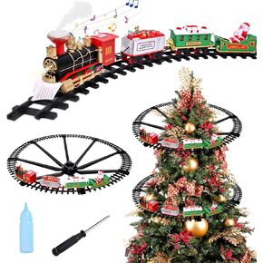 Christmas Train Set, Christmas Decorations Indoor, Train Toys with Light & Sound & Smog, Hanging Christmas Train Sets for Around The Tree for Toddlers Kids Boys Girls 3 4 4-8