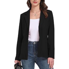 Blazer Jackets for Women Casual Open Front Lapel Work Office Button Long Sleeve Blazer with Pockets 2024