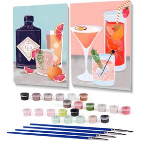 2 Pack Boho Paint by Numbers Framed,Easy Paint by Numbers kit for Adults Beginners,DIY Acrylic Watercolor Paint by Numbers Kits on Canvas for Home Wall Decor Gifts(8x8 inch)