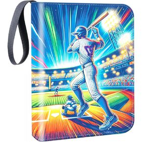 900 Pockets Trading Baseball Card Binder with Sleeves, 50 Removable Pages, 3 Ring Zipper Binder Collectable Card Book Album with Strap, Leather Sport Games Cards Folder, Card Collector Gifts in Kuwait