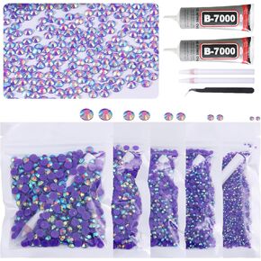 MAQIAO 26000Pcs Flat Back Rhinestones for Nail Art Crafts Clothes Clothing Shoes Cup, Bright Resin Rhinestones with b7000 Gem Glue Bulk Bedazzled Crystals Diamonds 2-6mm(Pink Color)