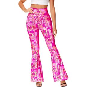 70s Costume Pink Flare Yoga Pants Retro 80s Disco Pants Dance Cowlgirl Costume Pants S
