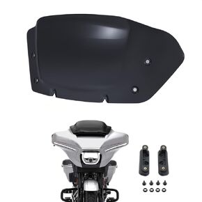 10" Wave Windshield Windscreen Wind Splitter Compatible for Harley Street Glide FLHX, CVO Street Glide FLHXSE 2023 2024 (Black)