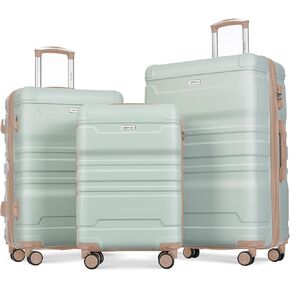 مجموعة حقائب سفر ذات جوانب صلبة من ميراكس مكونة من 3 قطع، حقيبة بعجلات دوارة، أخضر عشبي، 20/24/28 بوصة in Kuwait