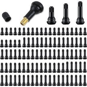 100PCS TR413 Black Tubeless Tire Valve Stems, Rubber Snap-in Valve Stems, Standard Length Replacement Tire Valve Stems for 0.453 Inch Rim Holes on Standard Vehicle Tires