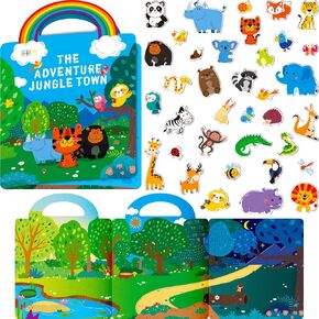 Reusable Sticker Book, 36 Marine Animals Thick Gel Clings Stickers Waterproof Decals Stickers Animals Theme Matching Game Activity Books Educational Learning Toys for Toddlers Girls Boys Preschooler in Saudi Arabia