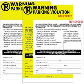 2 Part Carbonless Perforated Numbered Parking Violation Warning Book 6 x 4 Inch Parking Violation Ticket Tow Warning Illegally Parked Record Tickets for Car Vehicle Window 50 Pack (Size 1, Color2)