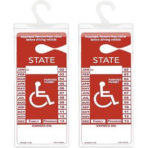2x JacobsParts Hanging Parking Permit Plastic Holder, Ultra Clear, Rear View Mirror Handicap Placard Protector